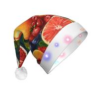 LEVNDIEJ Healthy Food Print Santa Hat With Led Lights Christmas Hats For Adult Xmas Hat,For Christma New Year Party