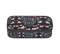 LEVNDIEJ I Love You Words With Hearts Print Pencil Case Large Capacity Pen Bag Pencil Pouch Box Organizer For College Work Travel