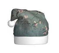 LEVNDIEJ Japanese Cherry Flowers Santa Hats Adult,Christmas Hat,Holiday For Unisexxmas Hat For New Year Festive Party