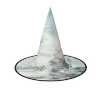 LEVNDIEJ Lighthouse Backdrop Print Halloween Witches Hat Witch Costume Women Cosplay Party Wizard Hat Accessory For Women