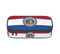 LEVNDIEJ Missouri State Flag Print Pencil Case Large Capacity Pen Bag Pencil Pouch Box Organizer For College Work Travel