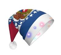 LEVNDIEJ Missouri State Flag Print Santa Hat With Led Lights Christmas Hats For Adult Xmas Hat,For Christma New Year Party