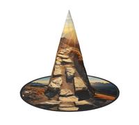 LEVNDIEJ Mountain At Sunrise Print Halloween Witches Hat Witch Costume Women Cosplay Party Wizard Hat Accessory For Women