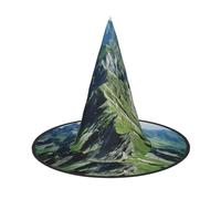 LEVNDIEJ Mountain Sunny Sky Print Halloween Witches Hat Witch Costume Women Cosplay Party Wizard Hat Accessory For Women