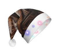 LEVNDIEJ Music Guitar Print Santa Hat With Led Lights Christmas Hats For Adult Xmas Hat,For Christma New Year Party