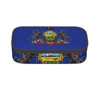 LEVNDIEJ Pennsylvania State Flag Print Pencil Case Large Capacity Pen Bag Pencil Pouch Box Organizer For College Work Travel