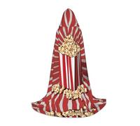 LEVNDIEJ Popcorn Print Print Hooded Cloak for Women Men Robes Medieval Costume Cape for Halloween Masquerade Cosplay, Black, S