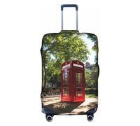 LEVNDIEJ Red Phone Booth London Street Print Suitcase Covers For Luggage Elastic Luggage Cover Perfect For Travel Business Trips, White, L