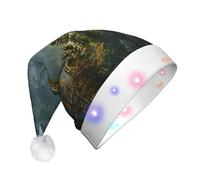 LEVNDIEJ Rocky Mountains Print Santa Hat With Led Lights Christmas Hats For Adult Xmas Hat,For Christma New Year Party