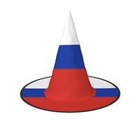 LEVNDIEJ Russian Flag Print Halloween Witches Hat Witch Costume Women Cosplay Party Wizard Hat Accessory For Women