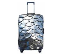 LEVNDIEJ Silver Fish Scale Print Suitcase Covers For Luggage Elastic Luggage Cover Perfect For Travel Business Trips, White, M