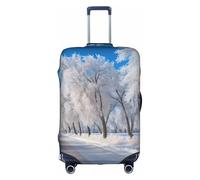 LEVNDIEJ Snow Falling In The Park Print Suitcase Covers For Luggage Elastic Luggage Cover Perfect For Travel Business Trips, White, M