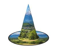 LEVNDIEJ Snow Mountain Print Halloween Witches Hat Witch Costume Women Cosplay Party Wizard Hat Accessory For Women