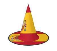 LEVNDIEJ Spanish Flag Print Halloween Witches Hat Witch Costume Women Cosplay Party Wizard Hat Accessory For Women