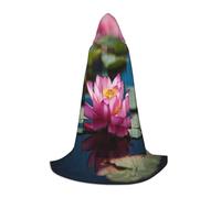 LEVNDIEJ Spirit of The Lotus Print Hooded Cloak for Women Men Robes Medieval Costume Cape for Halloween Masquerade Cosplay, Black, Large