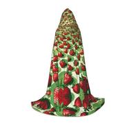 LEVNDIEJ Strawberry Fields 01 Print Hooded Cloak for Women Men Robes Medieval Costume Cape for Halloween Masquerade Cosplay, Black, Large