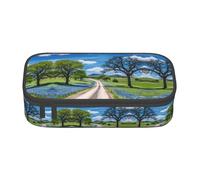 LEVNDIEJ Texas Bluebonnets Scenery Print Pencil Case Large Capacity Pen Bag Pencil Pouch Box Organizer For College Work Travel