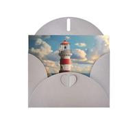 LEVNDIEJ The Seaside Lighthouse Print Birthday Cards Blank Note Card Greeting Cards Thank You Card Envelopes For Every Occasion