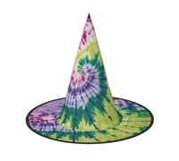 LEVNDIEJ Tie Dye Hippies Print Halloween Witches Hat Witch Costume Women Cosplay Party Wizard Hat Accessory For Women
