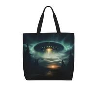 LEVNDIEJ Ufo At Night Print Tote Bag For Women Large Reusable Grocery Shopping Tote Bags With Zipper For Work Travel