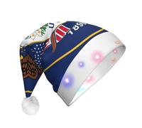 LEVNDIEJ Utah Flag Print Santa Hat With Led Lights Christmas Hats For Adult Xmas Hat,For Christma New Year Party