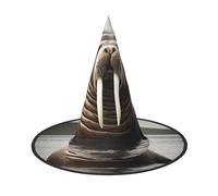 LEVNDIEJ Walrus In The Sea Print Halloween Witches Hat Witch Costume Women Cosplay Party Wizard Hat Accessory For Women