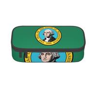 LEVNDIEJ Washington Flag Print Pencil Case Large Capacity Pen Bag Pencil Pouch Box Organizer For College Work Travel