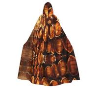 LEVNDIEJ Wine Cork Print Cape for Halloween Hooded Cloak for Men Women Cosplay Medieval Robes Masquerade Costume