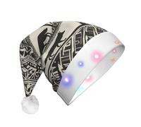 LEVNDIEJ Wolf Motifs Construct04 Print Santa Hat With Led Lights Christmas Hats For Adult Xmas Hat,For Christma New Year Party