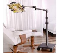 LEVO G2 Deluxe Premium Tablet Floor Stand with Long Extension Arm - Adjustable Rolling iPad Holder & Mobile Cart for Bed, Sofa, or Office-Ergonomic 5-Axis Arm, 30-56″ Height, Fits up to 13.5″ Devices