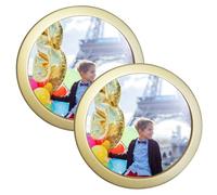 Levoberg 2 Pack Round Photo Frame Wooden Wall Hanging Picture Display Frames Art Painting Mural Frame for Home Office Wall Decor 7in Gold