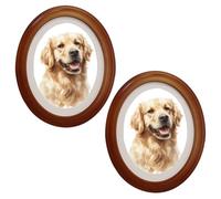 Levoberg Oval Picture Frame 8x10 Wood Oval Photo Frames for Wall Silouette Picture Frame Classic Wall Mounting Pictures Frame with Seamless Nail for Home Decor Gallery Art 2 Pack Brown