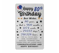 Levole 80th Birthday Gifts for Men, 80 Year Old Gift Ideas, 80th Birthday Card, 80th Birthday Decorations for Dad, 80th Birthday Gifts for Husband, Metal Birthday Cards for 80 Year Old Men