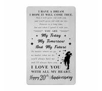Levole Happy 20th Anniversary Card - 20th Anniversary Card Gifts for Him Her, 20th Wedding Anniversary Card Gifts for Husband Wife - Engraved Wallet Card 20 Year Anniversary