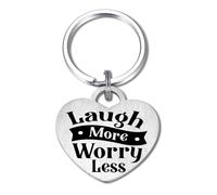 Levole Laugh More Worry Less Keyring Inspiration Keyring Motivational Gifts Mental Health Keychain Daily Affirmation Inspiration Uplifting Quotes Reminder Gift for Her Him Hug Gifts Self Love