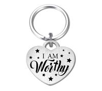 Levole Motivational Keyring Inspirational Gifts I am Worthy Quote Keychain for Back to School Teacher Student