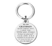Levole To My Grandson Gifts Grandson Keychain - Father's Day Gifts for Grandson, Grandson Birthday Christmas Valentines Gifts, Believe In Yourself Grandson Keyring Tags