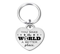 Levole You Make the World A Better Place Keyring Motivational Gifts Mental Health Keychain Daily Affirmation Inspiration Uplifting Quotes Reminder Gift for Her Him Hug Gifts