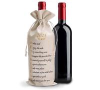 Lev's Retirement Gifts for Men, Women - Elegant Wine Bottle Gift Bags Natural Cotton Funny Drawstring Teachers, Employees, Colleagues