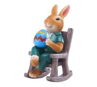 LEVSON Easter Bunny Garden Decoration, Outdoor Statues Rabbit, Funny Animal Figurines Ornament for Garden Yard Lawn Indoor,Easter Yard Patio Signs for Spring Celebrations (15.6 * 7.8 * 12.6CM)