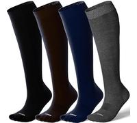 LEVSOX Bamboo Compression Socks for Women&Men 20-30 mmHg Knee High Cute Support Socks for Nurses, Pregnant Women, Travel, 4 Pair-mix1, S