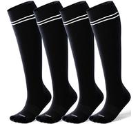 LEVSOX Bamboo Compression Socks for Women&Men 20-30 mmHg Knee High Cute Support Socks for Nurses, Pregnant Women, Travel, 4 Pair-black, M