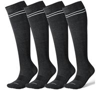 LEVSOX Bamboo Compression Socks for Women&Men 20-30 mmHg Knee High Cute Support Socks for Nurses, Pregnant Women, Travel, 4 Pair-grey, XL