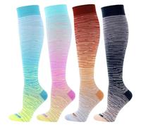 LEVSOX - Compression Socks for Women & Men 20-30 mmHg, Best for Nurses, Travel, Pregnancy, 4 Pairs Tie Dye2, L, 4 Pairs Tie Dye 2, L