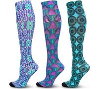 LEVSOX Compression Socks Women and Men, 20-30mmHg, Best for Nurses, Travel, Pregnancy, 3 Pairs Printing Mix 1, Small