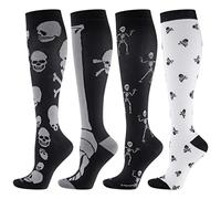 LEVSOX Compression Socks Women and Men, 20-30mmHg, Best for Nurses, Travel, Pregnancy, 4 Pairs Skeleton, XL