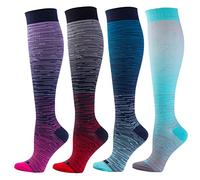LEVSOX Compression Socks Women and Men, 20-30mmHg, Best for Nurses, Travel, Pregnancy, Tie Dye 4 Pairs, Large
