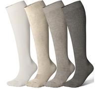 LEVSOX Viscose for Bamboo Compression Socks for Women&Men 20-30 mmHg Knee High Cute Support Socks for Nurses Pregnacy Travel, 4 Pair-mix6, M