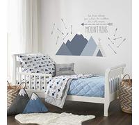 Levtex Baby - Trail Mix Toddler Bed Set - Grey, Navy and Blue - Bear Mountain - 5 Piece Set Includes Reversible Quilt, Fitted Sheet, Flat Sheet, Pillow Case, Decorative Pilow