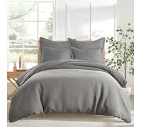 Levtex Home Cloud Waffle Twin/Twin XL Comforter Set (68x88in) with 1 Pillow Sham (26x20in) - Solid Waffle Cotton Texture - Grey - 100% Cotton Twin Size Comforter Set - Soft, Pre-Washed